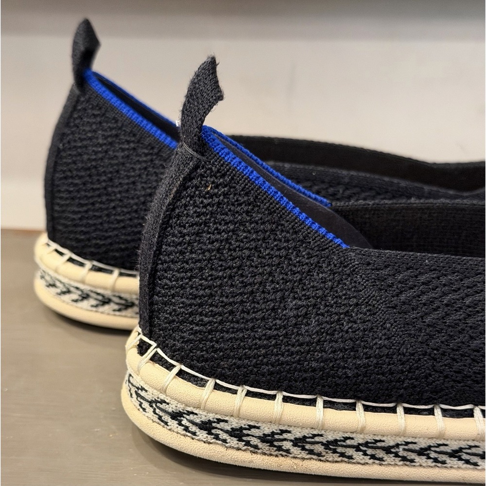 ROTHYS The Espadrille Black Slip on Summer Flats-Lace up Jute Comfort-US Sz 8.5 - Picture 7 of 10
